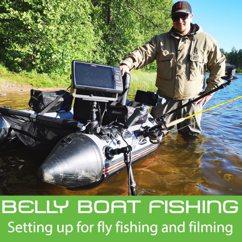 Belly Boat Fishing - Fitting Savage Gear High Rider 170 with fishfinder, fly fishing gear & cameras